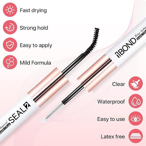 Miuffue Eyelash Glue, Lash Bond and Seal, Latex-Free Lash Glue for Sensitive Eyes, Waterproof Strong Hold Eyelash Cluster Adhesive for 72 Hours thumbnail 3
