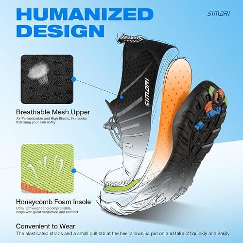SIMARI Water Shoes for Women Men - Barefoot Quick-Dry Aqua Socks | Lightweight Swim Shoes for Surfing, Swimming, Beach Sports, Kayaking, Diving | Non-Slip Design thumbnail 6