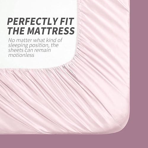 Cobedzy 3 Pcs Blush Pink Satin Sheets Twin XL Size Silky Satin Bedding Sheets Set with 1 Deep Pocket Fitted Sheet, 1 Flat Sheet, 1 Pillowcase thumbnail 5