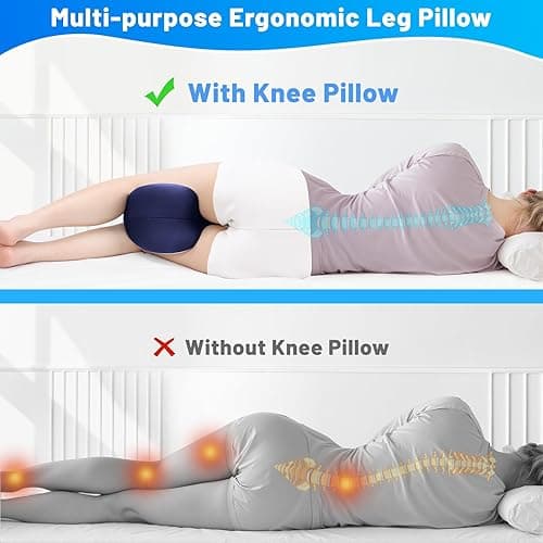 TranquilMoments Knee Pillow for Side Sleepers, Leg Pillow with Cooling Cover, Memory Foam Leg Pillow for Side Sleeping, Heart-Shape Cushion for Hip, Back & Sciatica Pain Relief, Blue thumbnail 6