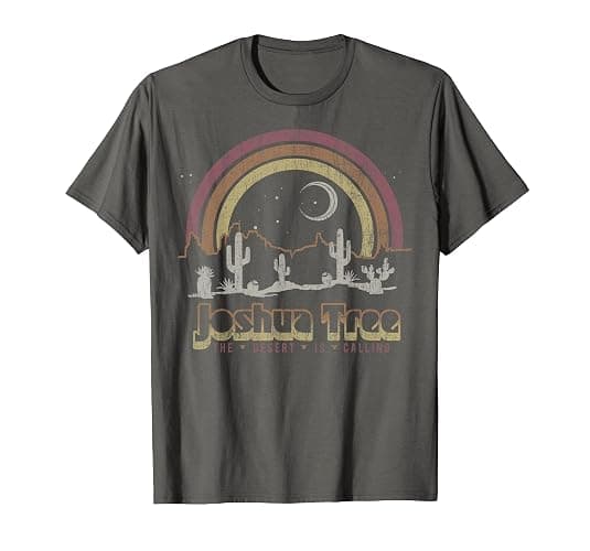Joshua Tree Desert Rainbow Vintage Retro Outdoors T-Shirt - Image 1
