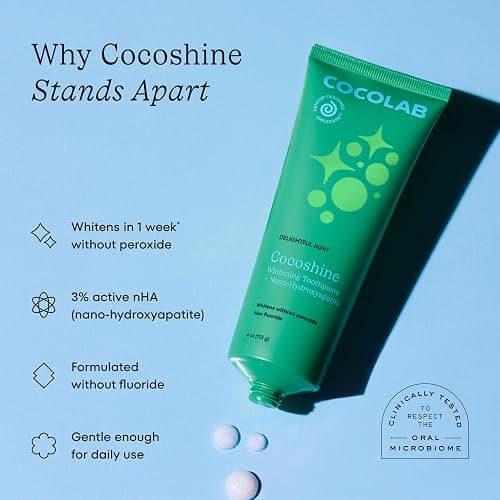 Cocoshine Teeth Whitening Toothpaste by Cocolab, Nano-Hydroxyapatite Toothpaste, Non-Fluoride with Xylitol and Coconut Oil, Gently Formulated for Sensitive Teeth, Adults and Kids, Lychee Breeze, 4 Oz thumbnail 3