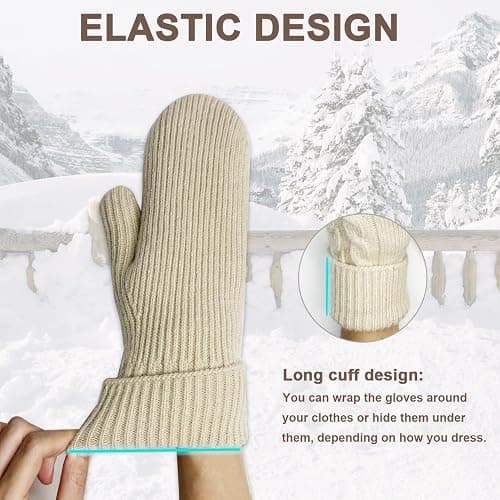 Bototack Winter Mittens for Women Men Warm Fleece Lining Stretchy Kit Thermal Snow Gloves for Cold Weather Gifts thumbnail 4