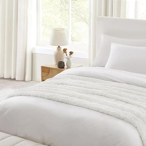 UGG 10483 Adalee Soft Faux Fur Reversible Accent Throw Blanket Luxury Cozy Fluffy Fuzzy Hotel Style Boho Home Decor Soft Luxurious Blankets for Couch, 50 x 70-inch, Natural - Throw - Ivory thumbnail 3