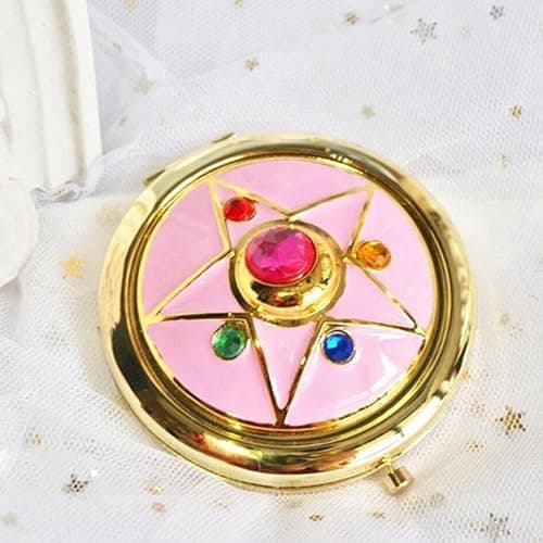 shenruifa Portable Up Mirror Japanese Cute Anime Flip Flop Portable Transformer Silver Crystal Folding (Pink) thumbnail 3