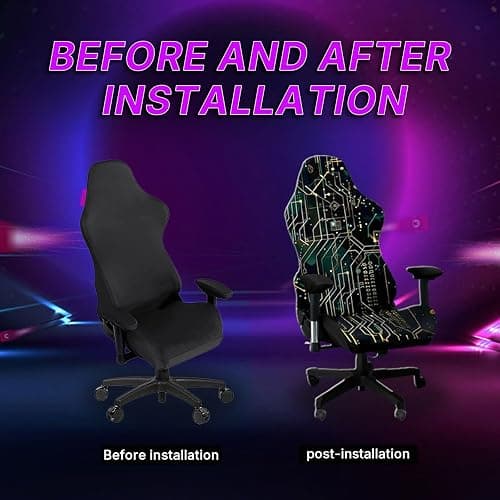 Kitegrese Printed Gaming Chair Slipcover, Cat Scratch Proof Stretchable Game Chair Cover with Arms Cover(G) thumbnail 6