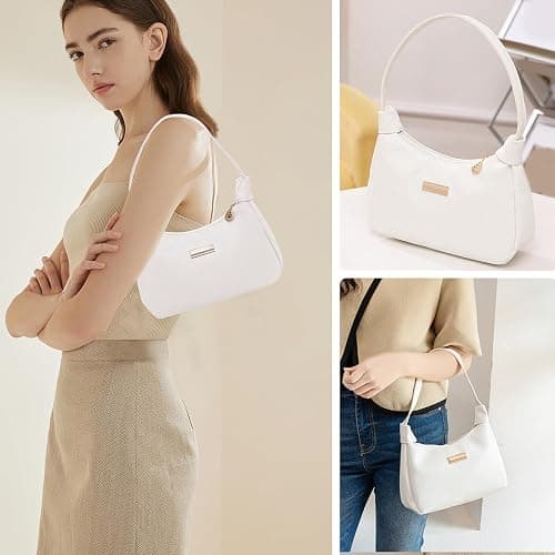 Women's Tote Bags Small Elegant Shoulder Purse Handbag Retro Fashion Bag Underarm Purse - White thumbnail 5