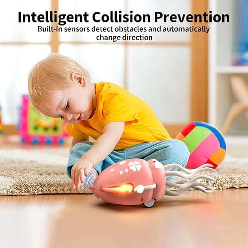 SWTOIPIG Electric Dancing Octopus Toy with Led Light and Music, Kids Electric Crawling Octopus Tummy Time Toys, Rechargeable Interactive Sensory Toys for Christmas Birthday Gift (Pink) thumbnail 4
