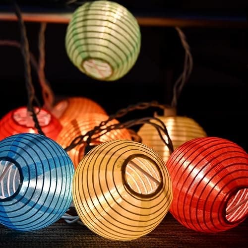 SUNSGNE Lantern String Lights, 8.5FT Indoor Lantern Christmas Lights with 10 LED Colorful Lanterns for Home Patio Party Wedding Bistro Indoor Bedroom Decoration thumbnail 5