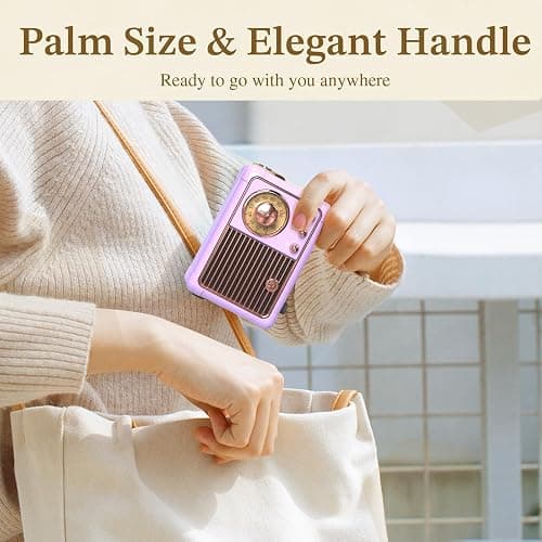 PRUNUS J-999 Retro Bluetooth Speaker,Vintage Decor Mini Wireless Speaker | Cute Old Fashion Style for Kitchen Desk Bedroom Office Party Outdoor Best Birthday Gifts Ideas for Women Teenage(Purple） thumbnail 6