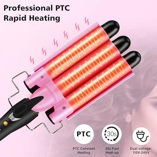 Arricciacapelli 3 Tubi - LAYADO Piastra Onde per Capelli 25mm per Acconciature Effetto Riccio e Ondulati Temperatura Regolabile Ondulata Ferro Arricciacapelli Professionale Ceramica thumbnail 2