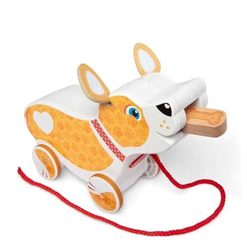 Melissa & Doug Feed, Walk & Poo Pup Wooden Preschool Pull Toy Play Set Ages 3+ - FSC Certified - Image 1