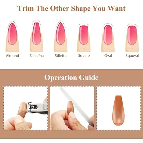 Blulu 400 Pieces Replacement Refill Nail Tips False Fake for Flexible Nail Training Hand Practice Display Manicure Supply DIY (Brown) thumbnail 6