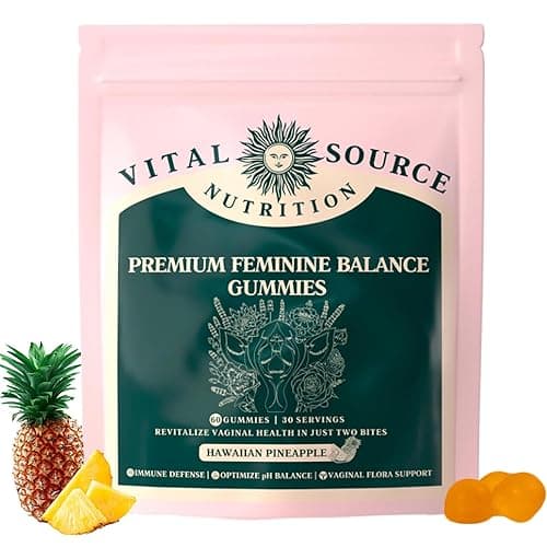 HerbSising Vital Source Feminine Balance Gummies,Premium Feminine Balance Gummies,Improve Immune, Promotion of Women's Health,Vegan, Gluten-Free, Hawaiian Pineapple Flavor - 60 Gummies - 30 Servings - Image 1