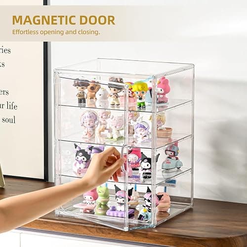 2 Pack 4 Tier Display Case for Collectibles,Clear Display Box with 3 Movable Plates ,Storage Container with Magnetic Door (XXL-4 Tier-2 Pack) thumbnail 5