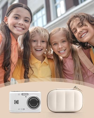 YINKECASE Digital Camera Case Compatible with CAMKORY DC403/ KODAK PIXPRO FZ55/ FZ45/ STUOGYUM DC402-AF, Small Hard Shell Bag with SD Card Storage for Travel (Beige thumbnail 5