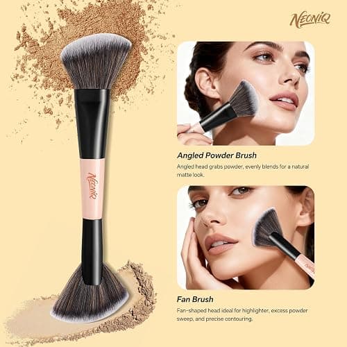 NEONIQ 10 PCS Foundation Contour Conceal Brush Set With Bag, Makeup Brushes, Double-End Multi-functional Brushes for Foundation Powder Blush Eyeliner Eyeshadows, Professional Face Brush Set（Pink） thumbnail 4
