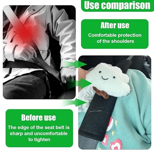 Fluffy Cloud Car Seat Belt Pads - Cute Seat Belt Covers for More Comfortable Driving - Safety Seatbelt Shoulder Strap Cushion Protect Shoulder and Neck - Backpack Shoulder Pad for Kids Adults (2PCS) thumbnail 4