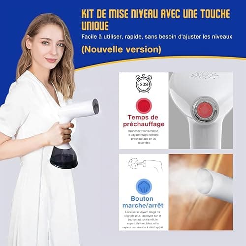 Rolipo Défroisseur Vapeur,1640W Fer à repasser portable haute puissance pour la maison, le bureau, le voyage, réservoir d'eau de grande capacité de 400ML, Voyage Vapeur Steamer,Blanc thumbnail 5
