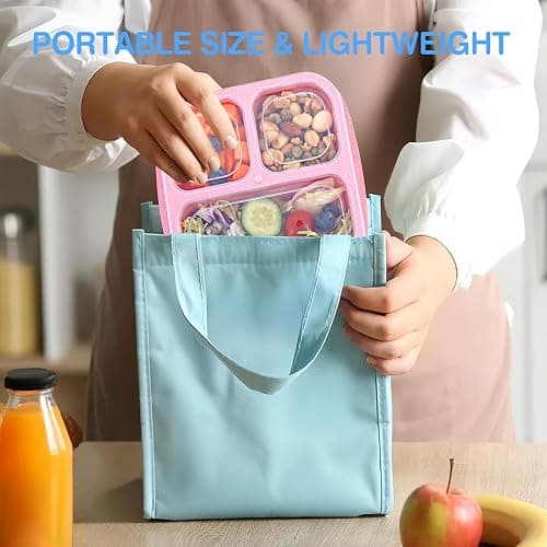 Rinwoc Bento Box [Portion Size], 3 Pack Snack Containers with 3 Compartments for Meal Prep & On-the-Go [School, Travel], Lunchable Container Reusable and BPA-Free thumbnail 4