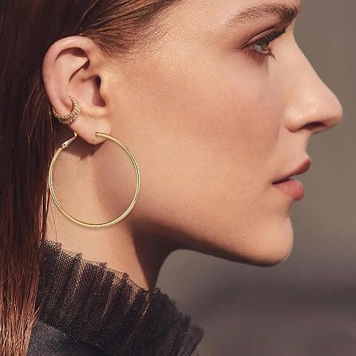Fiusem Hoop Earrings for Women 14K Gold Plated, Hypoallergenic Earrings with 925 Sterling Silver post thumbnail 6