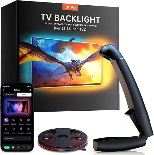 TV Backlight, 14.7ft Cuttable TV LED Lights That Change with TV for 55-65 Inch Screen and PC Monitor, TV Backlight with Sensor, Smart App Control, Game & Music Sync Color Changing Light - Image 1