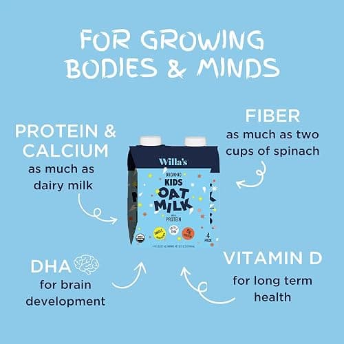 Willa's Organic Kid's Oat Milk with 8g Protein & 240g Calcium 8.25 oz - Plant-Based Milk for Kids, Dairy-Free, Bobby Approved, 2g Fiber – 16 Pack thumbnail 3