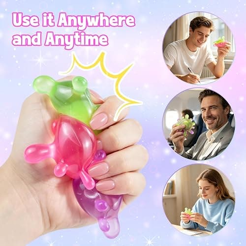 4 Pack Virus Splat Stress Balls,Textured Squishy Fidget Toys, Malt Syrup Squeeze Sensory Stress Relief Balls for Kids Adults,Portable Hand Exercise Party Favor Fidget Toys thumbnail 4