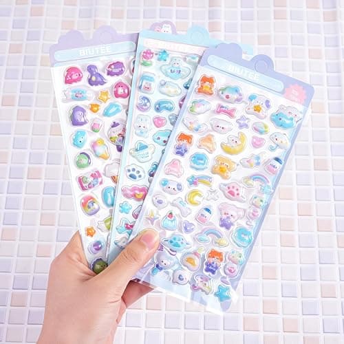 3D Puffy Stickers, 10 Sheets 500+ Kawaii Cute Mini Decorative Bubble Stickers for Phone Case Notebooks Scrapbooks Handbooks Decoration thumbnail 5