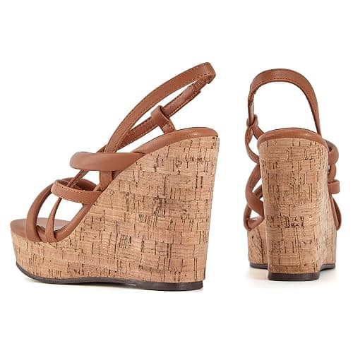 Coutgo Women Platform Wedge Sandals Cork Slingback Wedges Espadrilles Heels Summer Shoes thumbnail 4