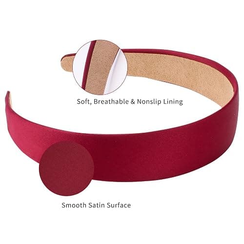 Wecoe Headbands for Women Girls, 10 Pcs 1 Inch Wide Satin Headbands No Slip Fashion Thin Solid Hair Bands for Daily Wear, Party, Cosplay, Diy Costume Hair Accessories, Diademas Para Mujer De Moda thumbnail 3