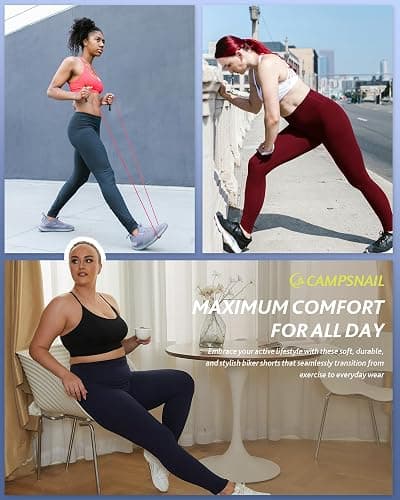 CAMPSNAIL 4 Pack Leggings for Women - High Waisted Tummy Control Yoga Pants for Workout Gym Black Leggings Plus Size Dance thumbnail 5