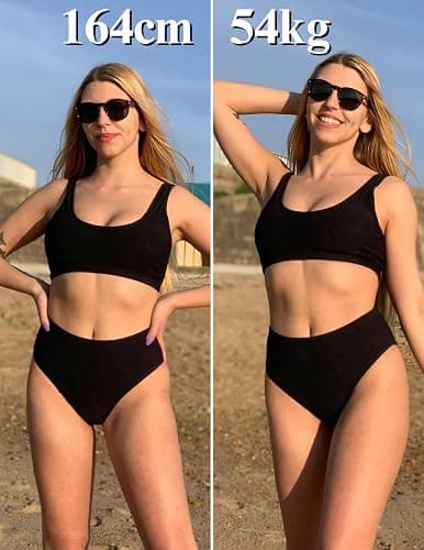 AI'MAGE Women Ribbed Bikini Sets Sporty Swimsuits Scoop Neck Two Piece Bathing Suits High Cut Bikini XS-XXL thumbnail 4
