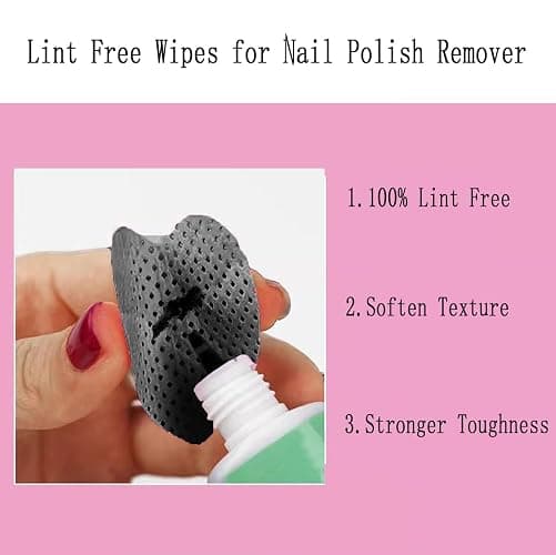 1000 PCS Lint Free Nail Wipes, Nail Polish Remover Wipes, Gel Nail Polish Remover, Lash Glue Cleaning Pads, Black thumbnail 6