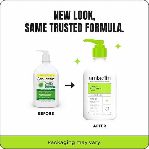 AmLactin Daily Nourish Therapeutic Body Lotion for Dry Skin - No-Scrub Exfoliator and Moisturizer 12% Lactic Acid Lotion, 14.1 oz (Packaging May Vary) thumbnail 2