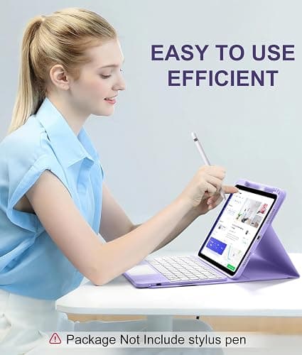 Harvopu Compatible for iPad 11th 10th Generation Case with Keyboard, Folio Cover with Pencil Holder, Multi-Touch Trackpad, 7 Color Backlit, Detachable Keyboard for iPad (A16) 11th/10th Gen (Purple) thumbnail 7