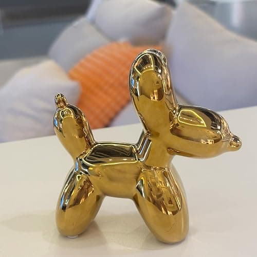 DANELYNN Modern Balloon Dog Decorative Sculpture,Ceramic Dog Figurines Statues Contemporary Art Decor for Living Room,Bedroom,Desk,Bookshelf,Shelf,Coffee Table, Fireplace Mantel (Gold) thumbnail 2