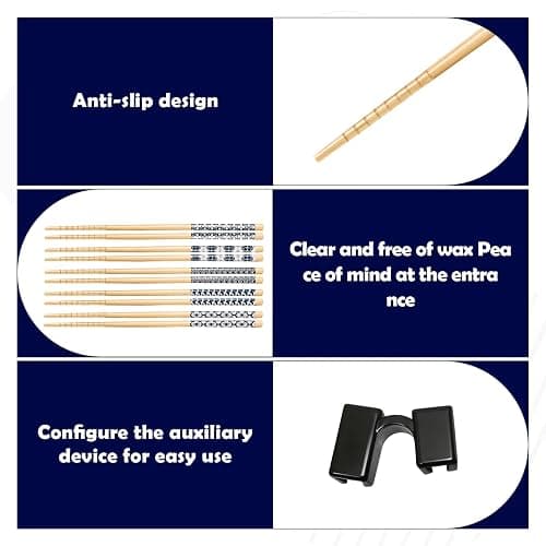 Chopsticks for Beginners, 5 Pairs Reusable Training Chopsticks, Chop Sticks for Beginners ,Reusable Training Chopstick Adults with Assistive Features Dishwasher Safe (Black) thumbnail 3
