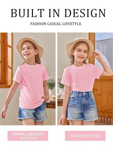 Girls Short Sleeve T Shirts Kids Summer Tops Crewneck Tees 5-14 Years thumbnail 5