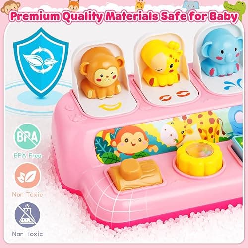Duchong Toys for 1 Year Old Girls, Interactive Pop Up Toy with Music & Light, Montessori Learning Toys for Infant Baby Toddler 9-12-18 Months, First 1st Birthday Gifts for Girls Boys thumbnail 4
