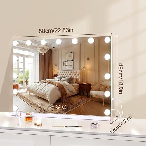 halumao Vanity Makeup Mirror with Lights, Light Up Mirror with Smart Touch 3 Colors Dimmable, Memory Function thumbnail 2