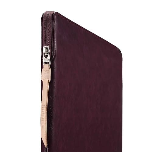 Comfyable Slim Protective Laptop Sleeve Compatible with 13/14 Inch MacBook Air & MacBook Pro M5/M4/M3/M2 Pro/Max 2026, Mac Travel Case, Laptop Pouch, Slim PU Leather Cover, Berry Brown thumbnail 6