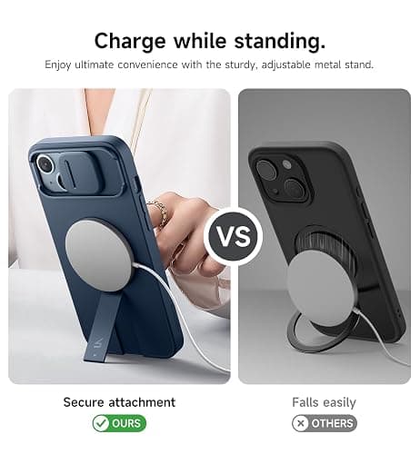 SURITCH for iPhone 14 Plus/15 Plus Case with Magnetic Camera Slide Cover and Adjustable Kickstand, Compatible with MagSafe, Shockproof Bumper Case Slim Protective Cover 6.7 Inch, Blue thumbnail 5
