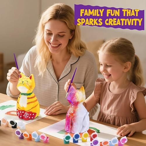 Paint Your Own Cat Lamp Kit, Arts and Crafts for Kids Ages 8-12, Art Supplies Painting kit for Kids 6-12, Cat Night Light Toys Girls Boy Birthday Christmas Gifts for Kid Ages 3 4 5 6 7 8 9 10 11 12+ thumbnail 2