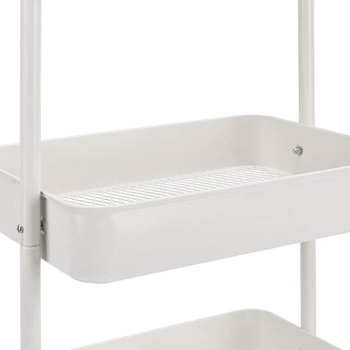 Amazon Basics 3-Tier Rolling Utility Cart, Storage Organizer, Lockable Wheels, Multifunctional Storage, Portable Mobile Shelving Unit, White thumbnail 4