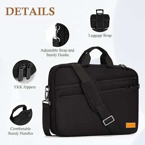 bagasin 15 15.6 16 17 17.3 inch Laptop Computer PC Shoulder Bag Carrying Case, Water-Repellent Briefcase thumbnail 6