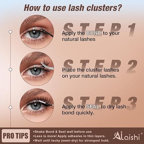 AILAISHI Lash Clusters Kit, DIY Cluster Eyelash Extensions 9‑16mm, 60D+80D+100D, 224pcs Fluffy D Curl Natural Lashes with Bond & Seal,Tweezers,Brush,Fake Cat Eye Individual Clusters thumbnail 7