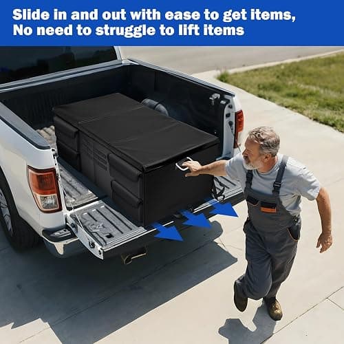 Mixsuper Truck Bed Organizer Fits Any Truck Size, Heavy Duty Truck Bed Storage With Straps For Groceries, Adjustable Trunk Organizer For Suv For Pickup, Convenient Accessories For Installation thumbnail 2