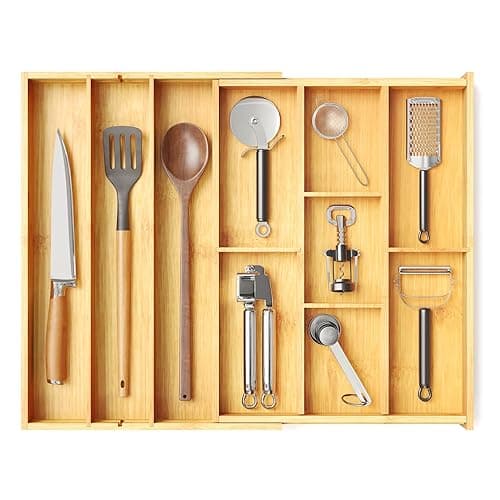 SpaceAid Bamboo Utensil Drawer Organizer