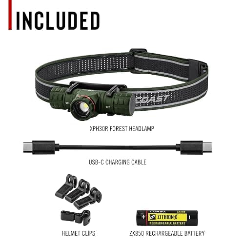 Coast XPH30R 1500 Lumen USB-C Rechargeable Dual Power Headlamp with Twist Focus Beam and Magnetic Base, 4.37 oz. - Forest Green thumbnail 11